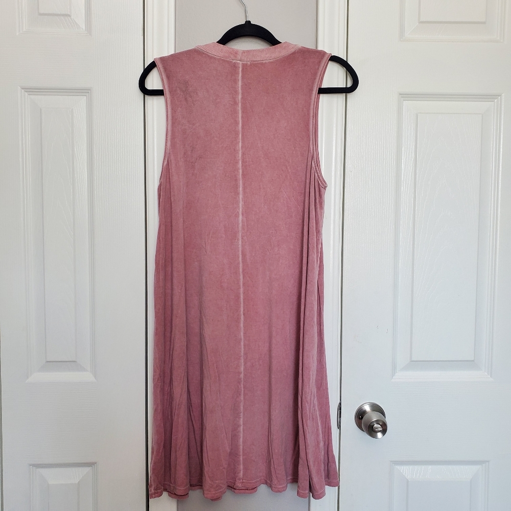 ⚠️DONATING SOON‼️American Eagle Burn-Out Pink Tank Jersey Dress Front Cutout - Picture 6 of 6